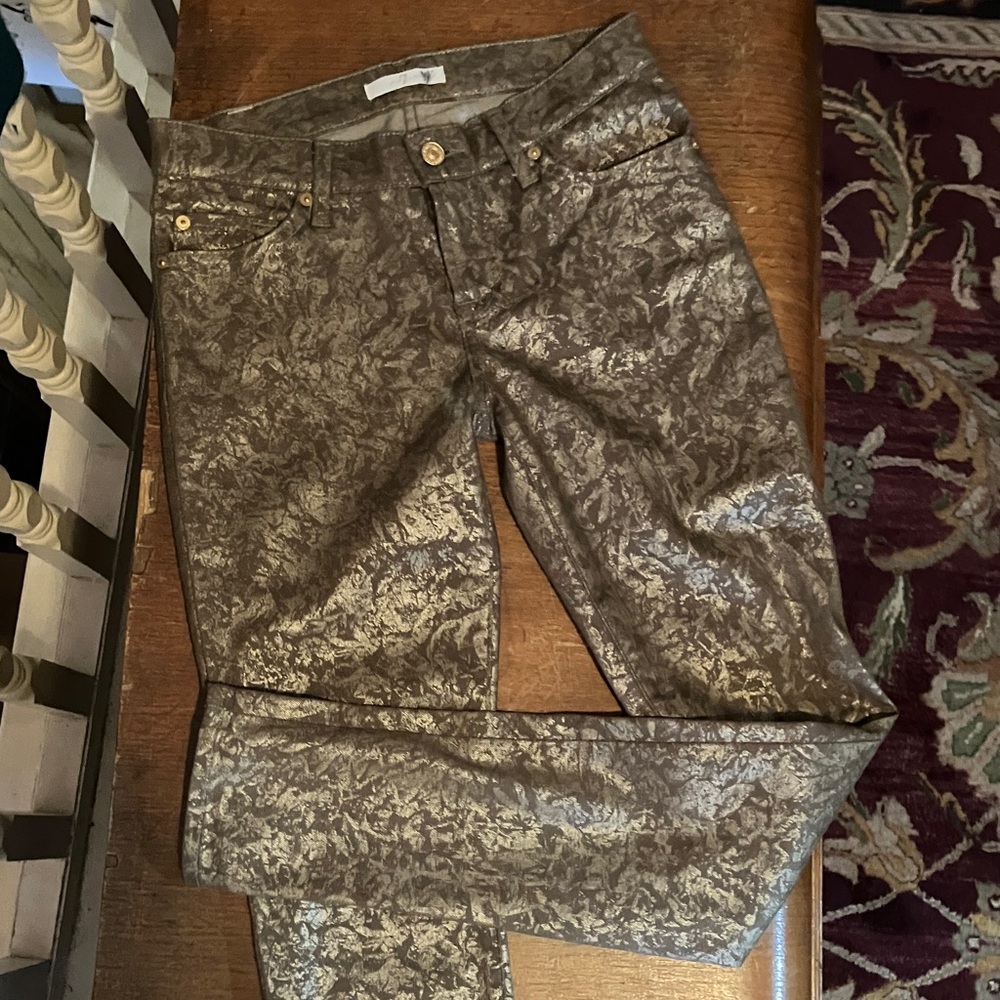 ✨7 For All Mankind Gold Patterned Skinny Pants - Picture 5 of 7